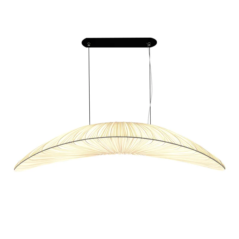 Long Beige Fabric Pendant Light For Dining Room, Cafe, Or Bar, Sailboat-shaped Ceiling Lamp