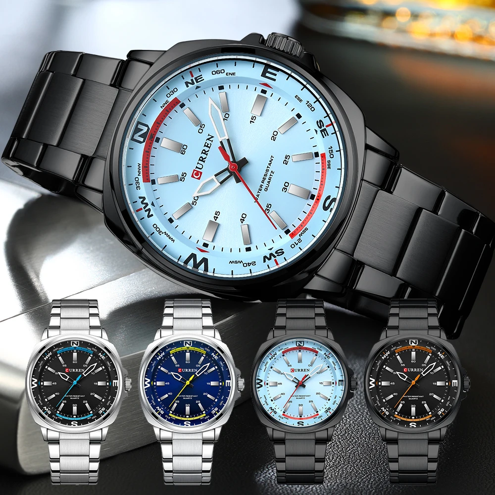 CURREN New Watches for Men Top Brand Luxury Fashion Business Quartz Men’s Wristwatch Stainless Steel Waterproof Sports Clock