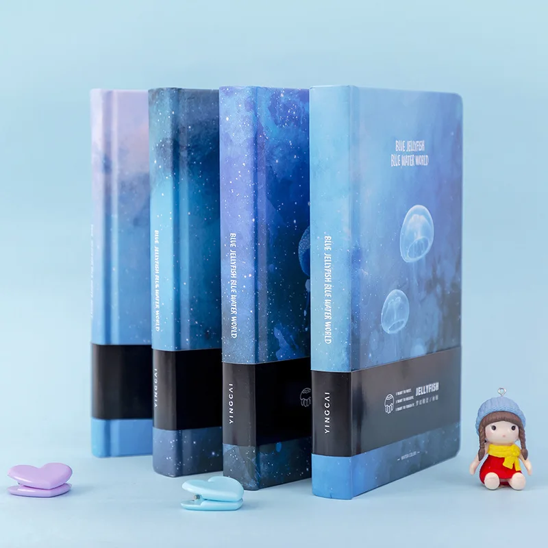 New Creative Blue Jellyfish Notebook A5 Blank Color Art Drawing Papers Journal Hard Cover Note Book Korean Stationery Gifts