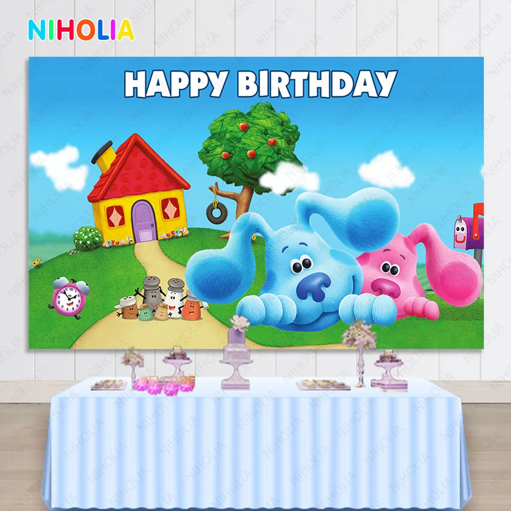 NIHOLIA Blues Clues Photography Backdrop Birthday Decoration Background Dog House Vinyl Photo Studio Props