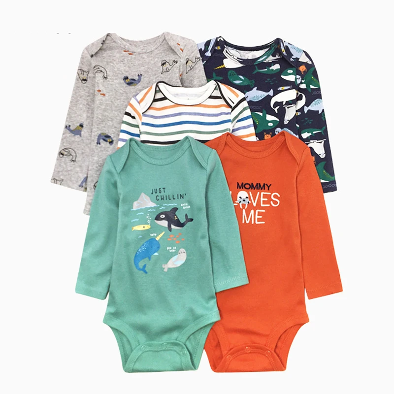 

IYEAL Cartoon Unisex Newborn Baby Boys Girls Rompers Long Sleeve Cotton Roupas de bebe Infant Baby Girls Jumpsuit 5pcs