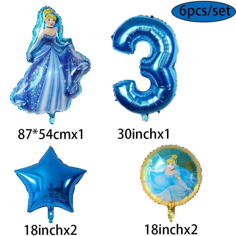 6pcs Disney Princess Balloon Bell Snow White Theme Aluminum Foil Balloon Baby Shower Girl Birthday Party Decoration Toy Globos