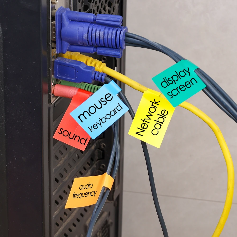 Etichette per cavi Etichette scrivibili per la gestione dei cavi Etichette per cavi impermeabili colorate Etichette per marchi di cavi Autoadesive