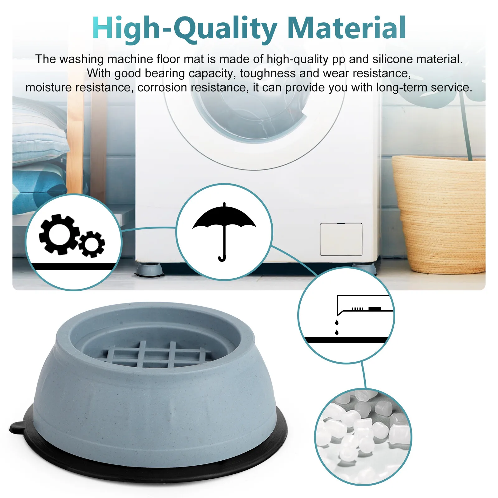 8PCS Anti Vibration Rubber Feet Washing Machine Mats Support Anti-Slip Base Pads