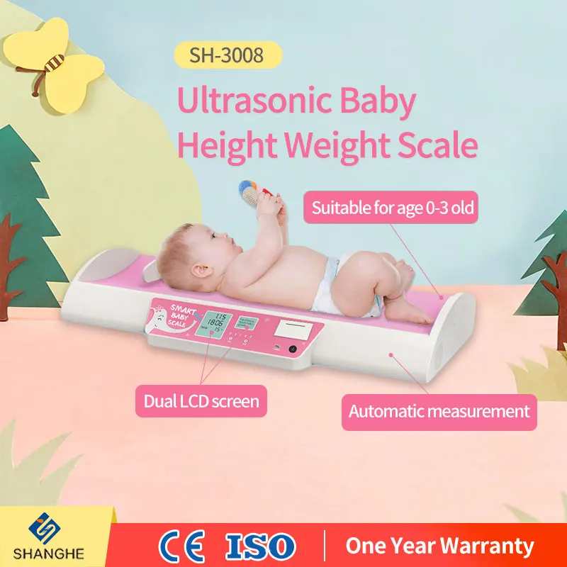 SH-3008 Baby Scale Baby Length Weight Scale/ Infant Height Weight Scale White and Pink LCD