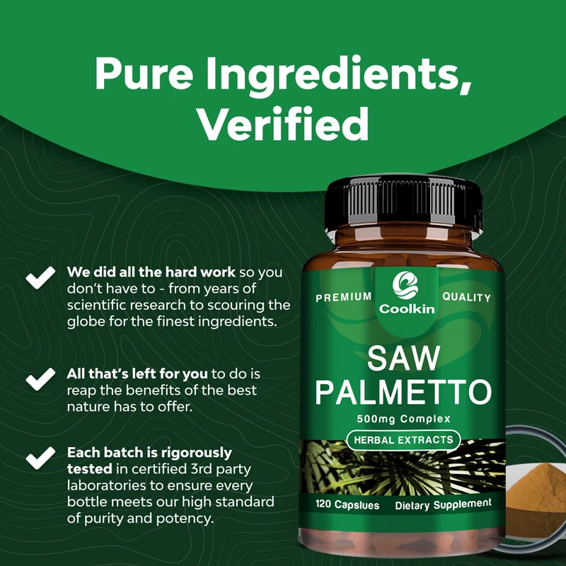 Saw Palmetto Capsules - Help Promote Prostate Health, Relieve Hair Loss & Regulate Hormonal