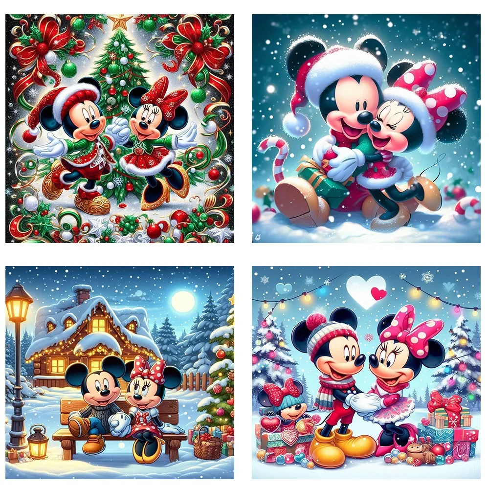 Disney Mickey and Minnie Christmas Diamond Painting by Number 5D DIY Cartoon Full Diamond Painting For Kids Gift Home Decoration