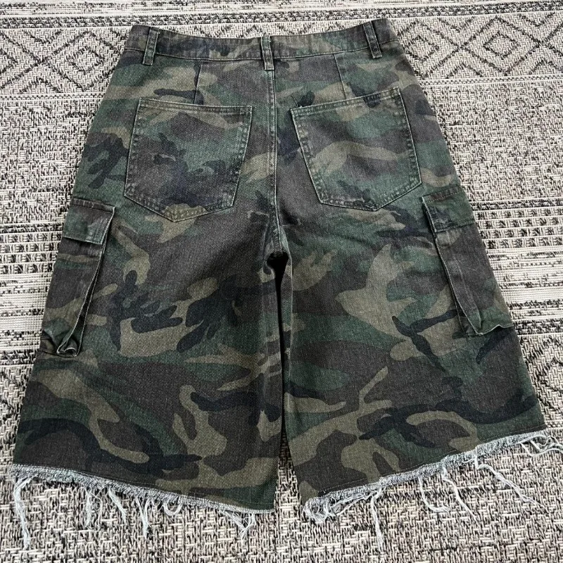 

Y2K Fashion New Oversized Pocket Tooling Camouflage Loose Denim Shorts Unisex Gothic Punk Hip Hop Fashion Casual Joker Couple