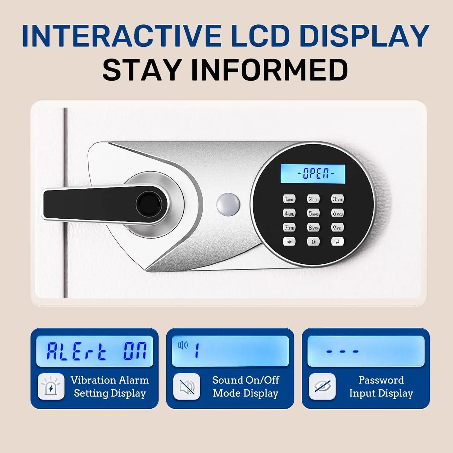 Home Safe Box 1.5 Cub Quick Access Biometric Safe with LCD Display, Fireproof Bag Digital Security Lock Box Secure Money Jewelry