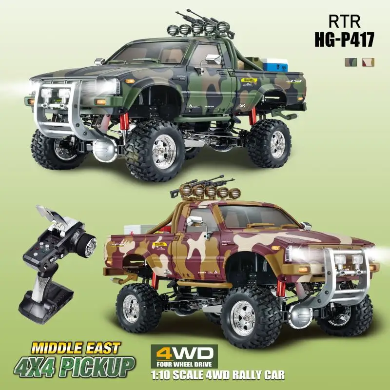 Hengguan 1/10 P417 Four Camouflage Pickup Truck High-End Modification Of 2.4g Remote Control Vehicle Off-Road Climbing Model