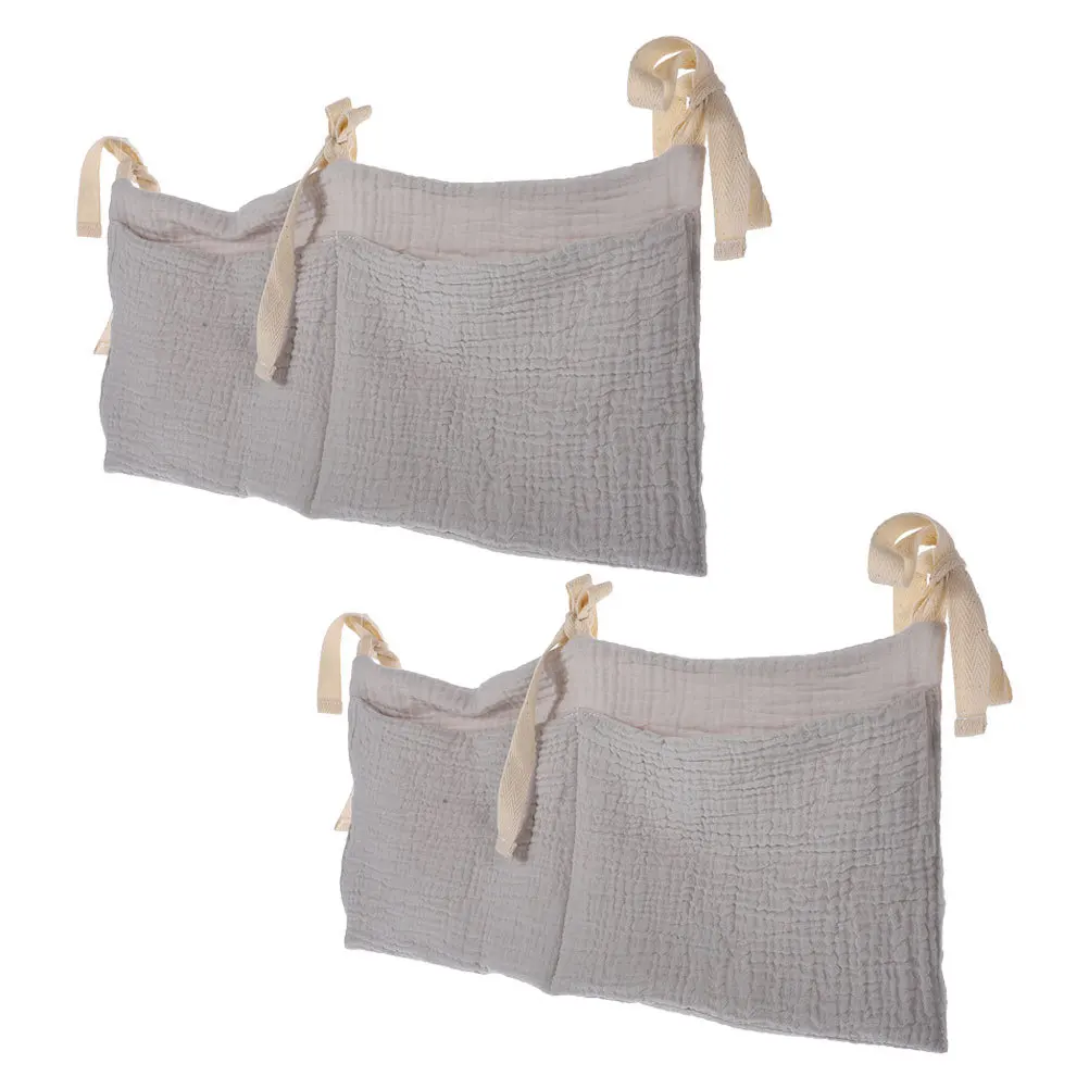 2 قطعة سرير المنظم حفاضات القطن العلبة جيوب عربة حقيبة تخزين قابلة للحمل الحضانة أساسيات السرير العلبة السرير حقيبة التخزين