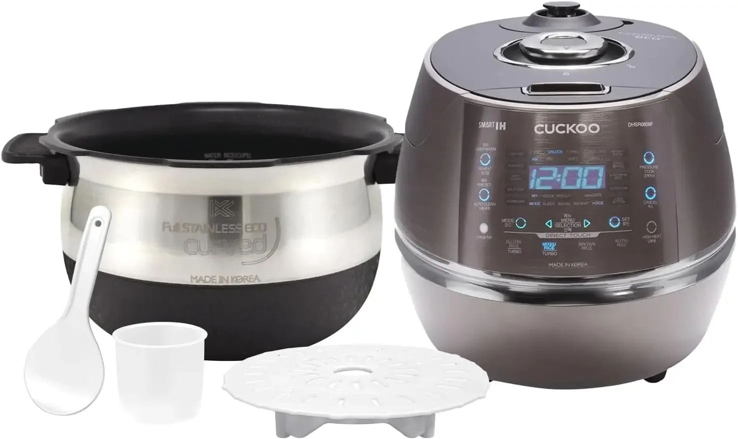 

CUCKOO IH Pressure Rice Cooker 23 Menu Options: White, Brown, Porridge, Steam, & More, LED Screen, Fuzzy Logic Tech 1.5 Qt