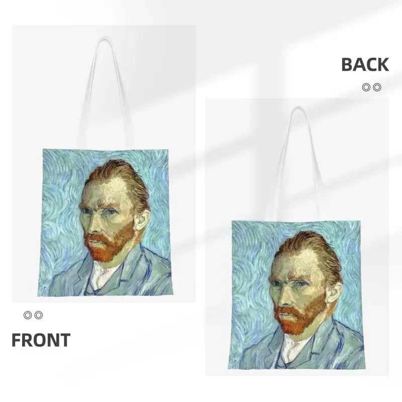 Cute Self-portrait Of Vincent Van Gogh Shopping Tote Bags Recycling Canvas Grocery Shoulder Shopper Bag