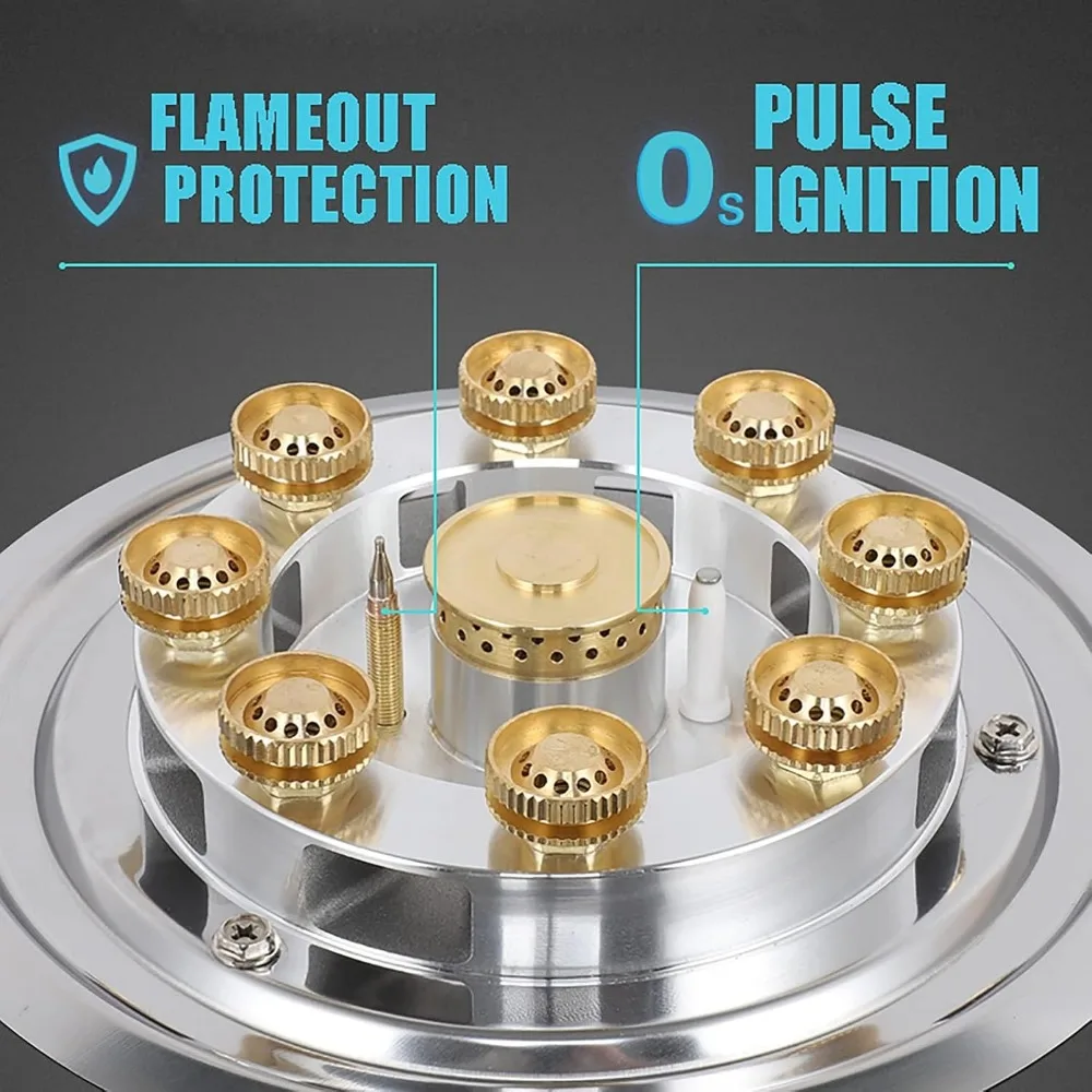 موقد غاز موقد غاز مدمج موقد غاز 5.2 كيلو وات موقد طباخ زجاجي موقد واحد، مع حماية قفل أمان للأطفال FFD مقبض 43x33x9