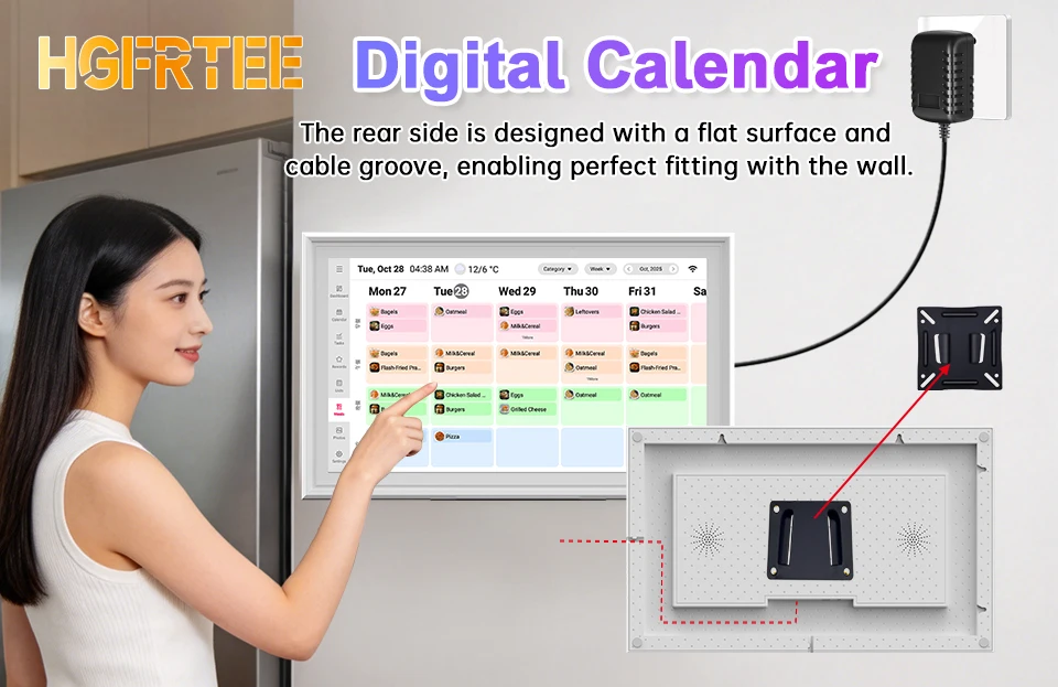 HGFRTEE 15,6-Zoll Smart Digitaler Kalender, FHD-Touchscreen-Display, Familienplaner & Digitaler Bilderrahmen, Wand-/Schreibtischmontage mit App – Detail 14