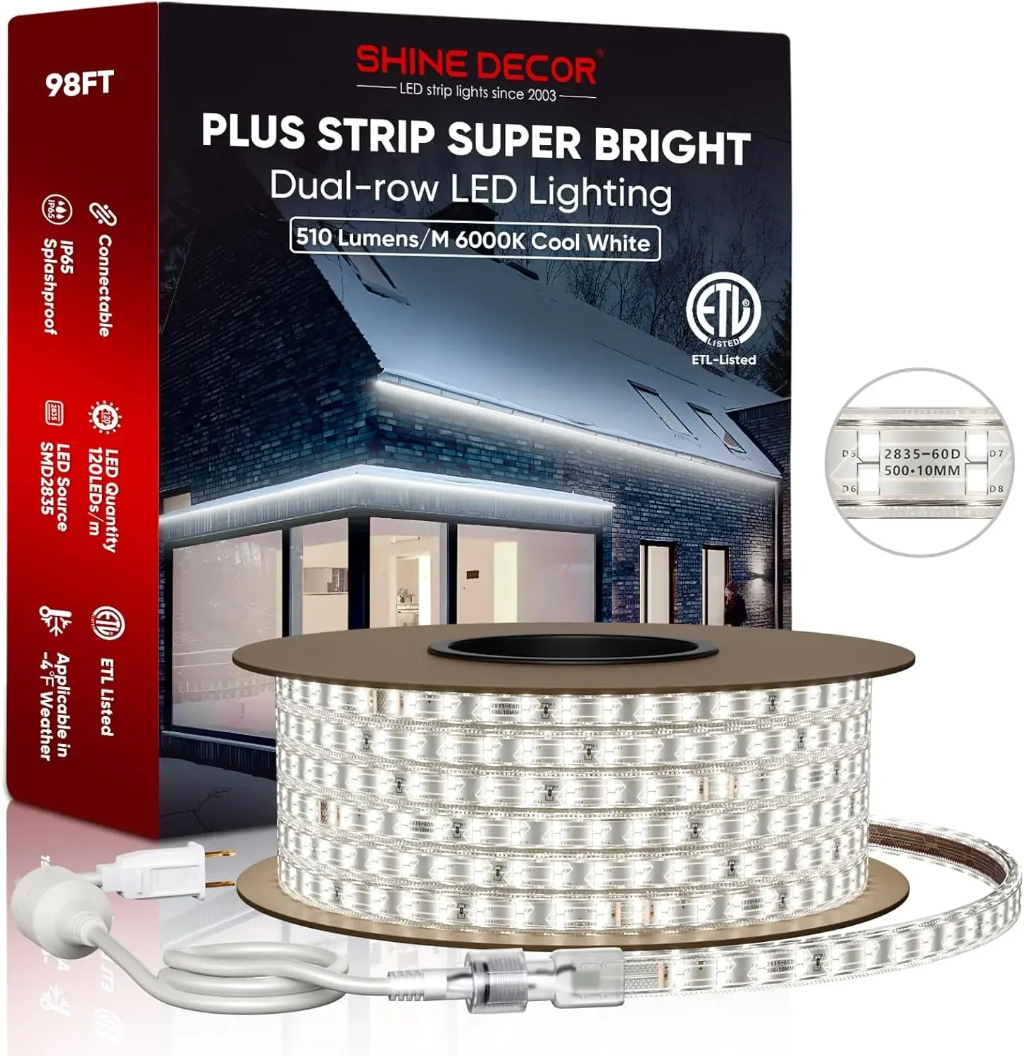 

Strip Lights 15300 Lumens, 120V Double Row LED Rope Light IP65 Waterproof Cold Resistant for Outdoor,