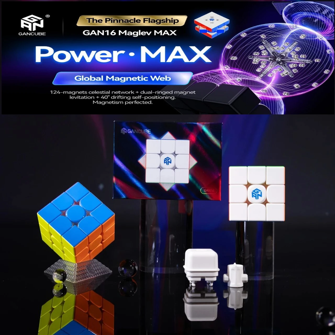GAN16 Maglev MAX UV  Gan 3x3 Cube 3x3 Magnetic Cube Flagship Cube Professional Competition Magico Puzzle Toy for Children