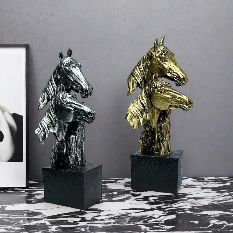 Retro Horse Head Ornaments, Horse To Success Sculptures, Horse Head Decorations, Retro Animal Sculptures, Home Decor Artworks