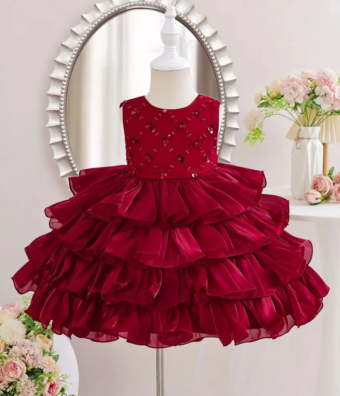 

Фестивальные платья для девочек, многоярусное бальное платье, детская одежда для девочек, новое платье для рождественской вечеринки для маленьких девочек