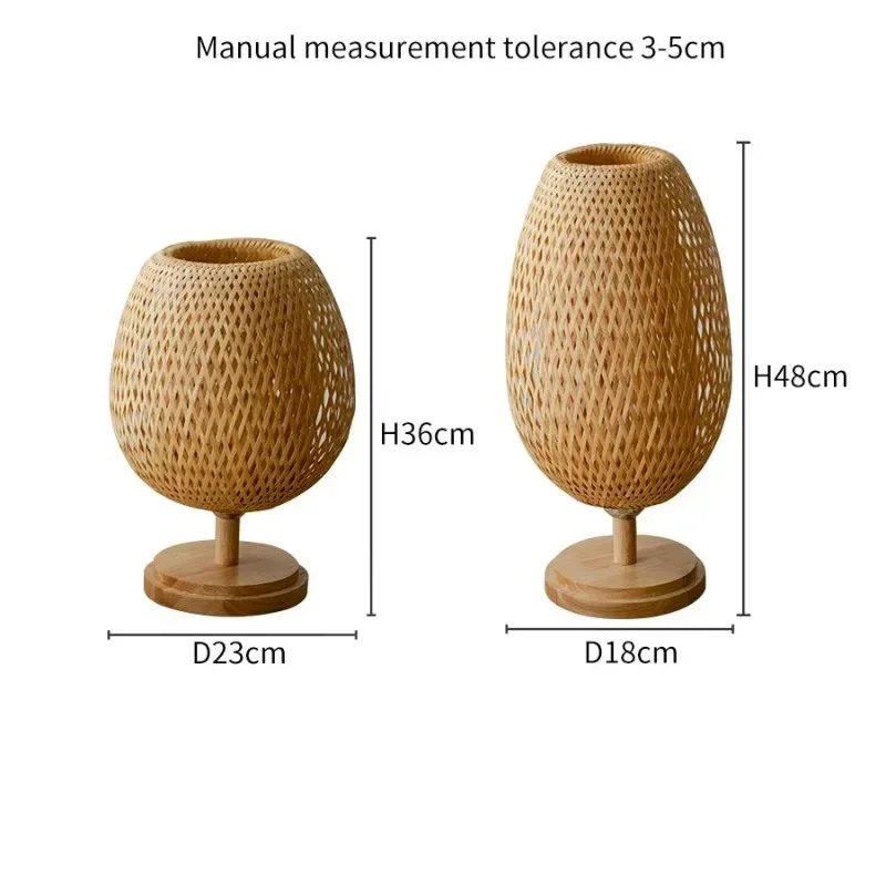 Candeeiro de mesa de tecelagem de bambu, Rattan artesanal, Luzes de mesa criativas para o quarto, Restaurante, Pastoral chinesa retro