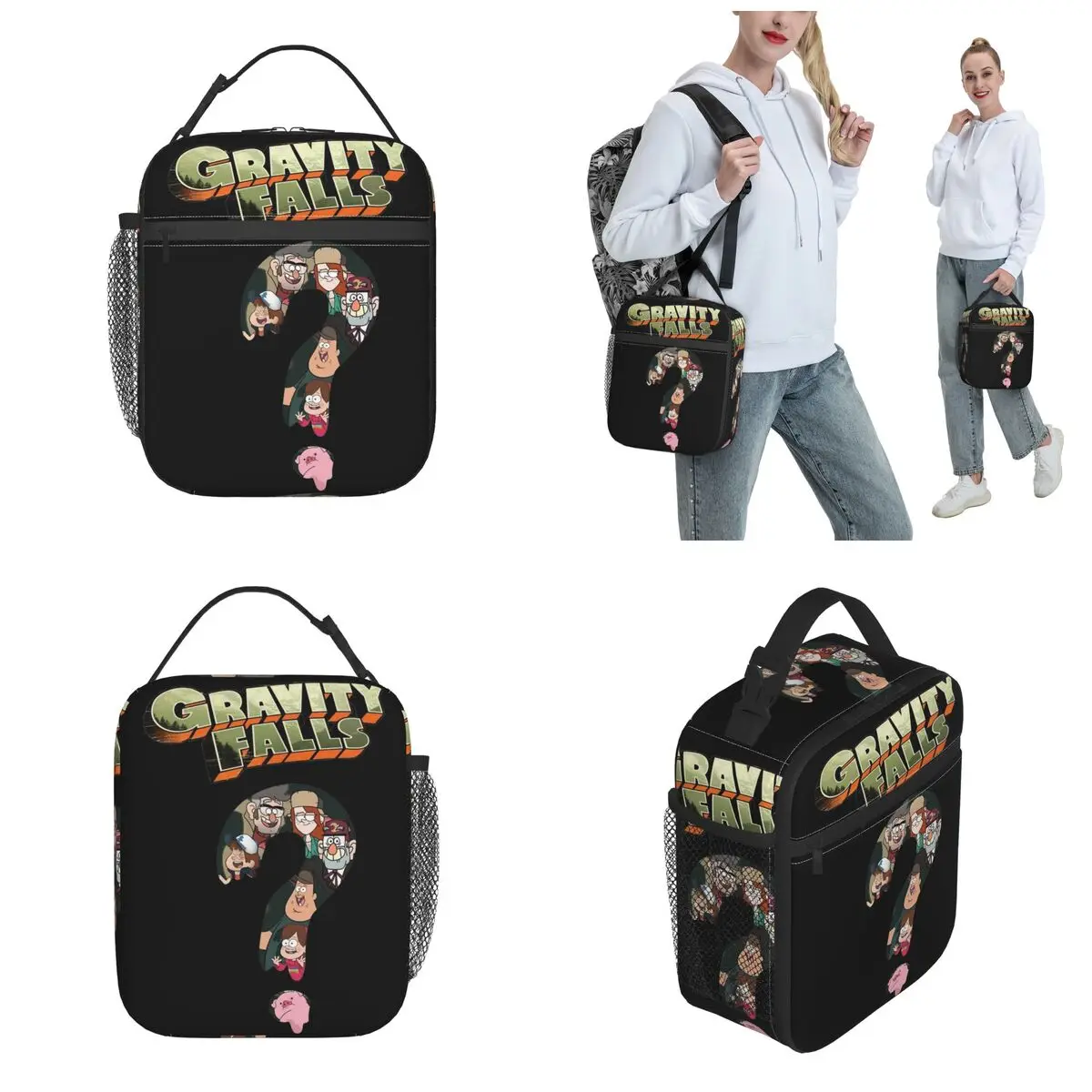 Gravitys Falls Funny Cartoon Thermal Insulated Lunch Bag for Picnic Portable Bento Box Cooler Thermal Food Box