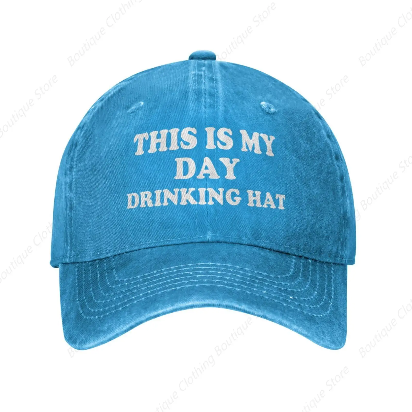 

This is My Day Drinking Hat Baseball Cap Unisex Adjustable Vintage Washed Denim Dad Hat for Men Women Blue