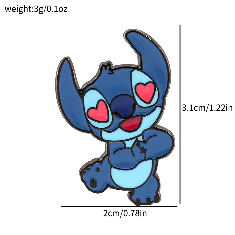 Cartoon Stitch Enamel Pin Disney Lilo & Stitch Cosplay Figure Action Metal Badge Brooch Jacket Jeans Lapel Pin Jewelry Accessori