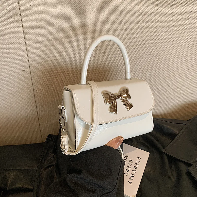 2024 Spring Ins Bow Decorative Handbags All-Match Shoulder Messenger Bag Western Style Gentle Small Square Bags for Women image 3