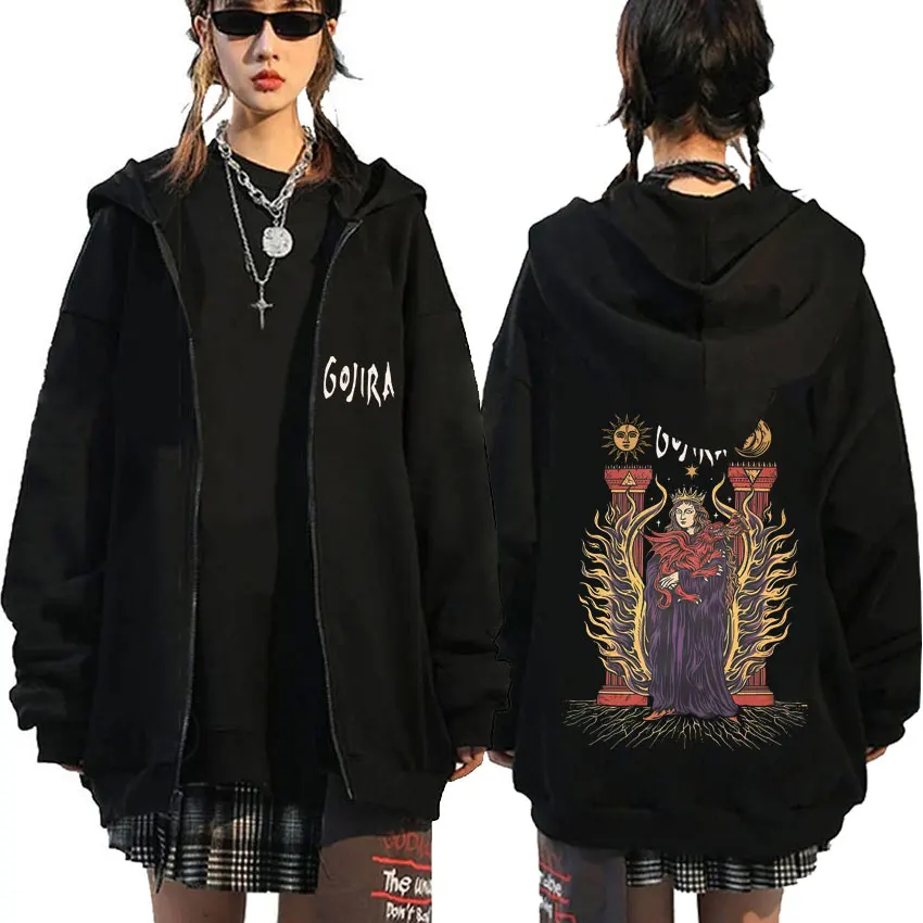 

Metal Rock Band Gojira Merch Zipper Hoodie Magma Zip Up Hoodies Fortitude Zip Up Jacket Men Women Vintage Oversized Sweatshirt
