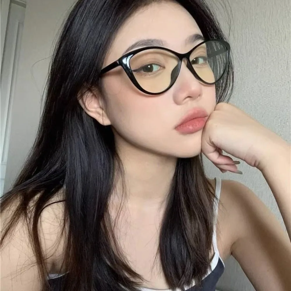 Spectacle Lens Power 0 To -400 Anti Blue-ray Nearsighted Glasses Cat Eye Frame Large Frame Computer Eyeglasses Vision Care