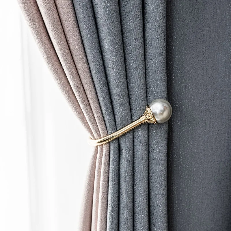 

European Solid Color Minimalist American Splicing Curtains for Living Dining room Bedroom Blackout Luxury Curtain Customization