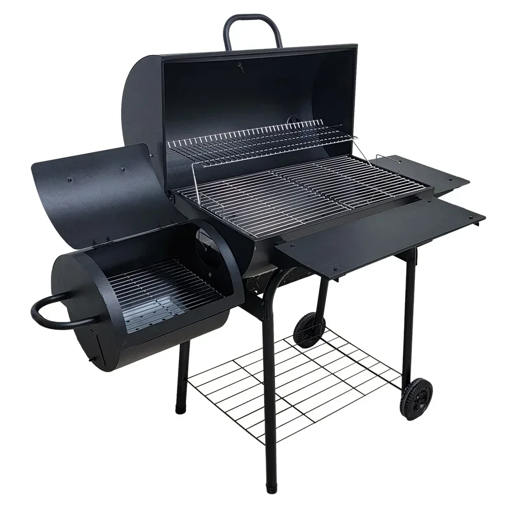 

BBQ Charcoal Grill and Smoker Offset Heavy Duty Outdoor Barbecue Combo furnace