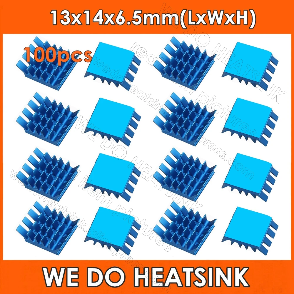 

WE DO HEATSINK 100pcs 13x14x6.5mm Blue Anodized Spiky Aluminum VGA Card DDR RAM Memory Cooler Heatsink With Thermal Pad