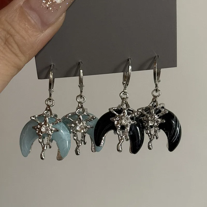 

Gothic punk acrylic moon irregular pendant earrings y2k jewelry