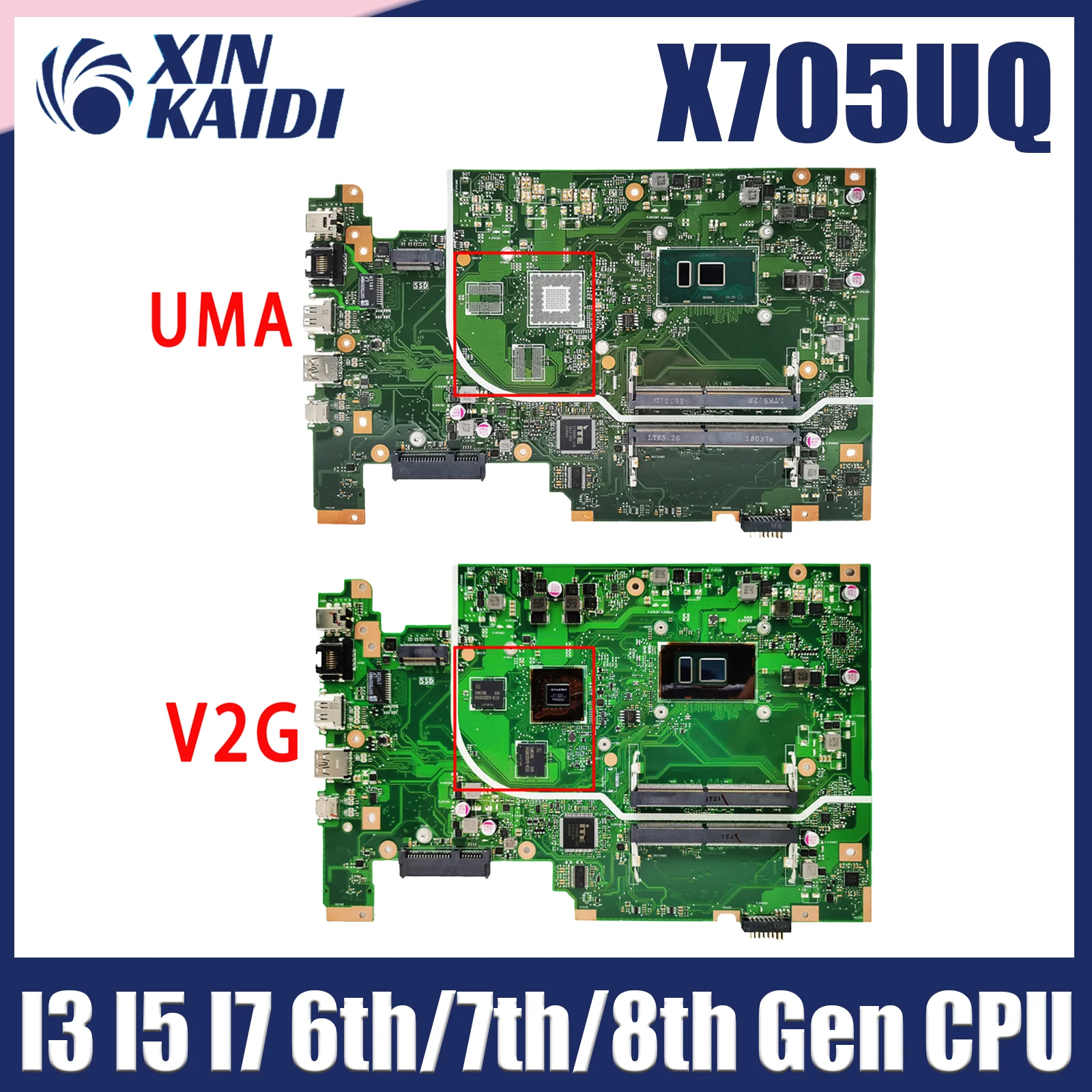 

For ASUS X705UQ X705UV X705UN X705UB X705UVP X705UF X705UNR Laptop Motherboard 4415U I3 I5 I7 6th/7th/8th Gen CPU