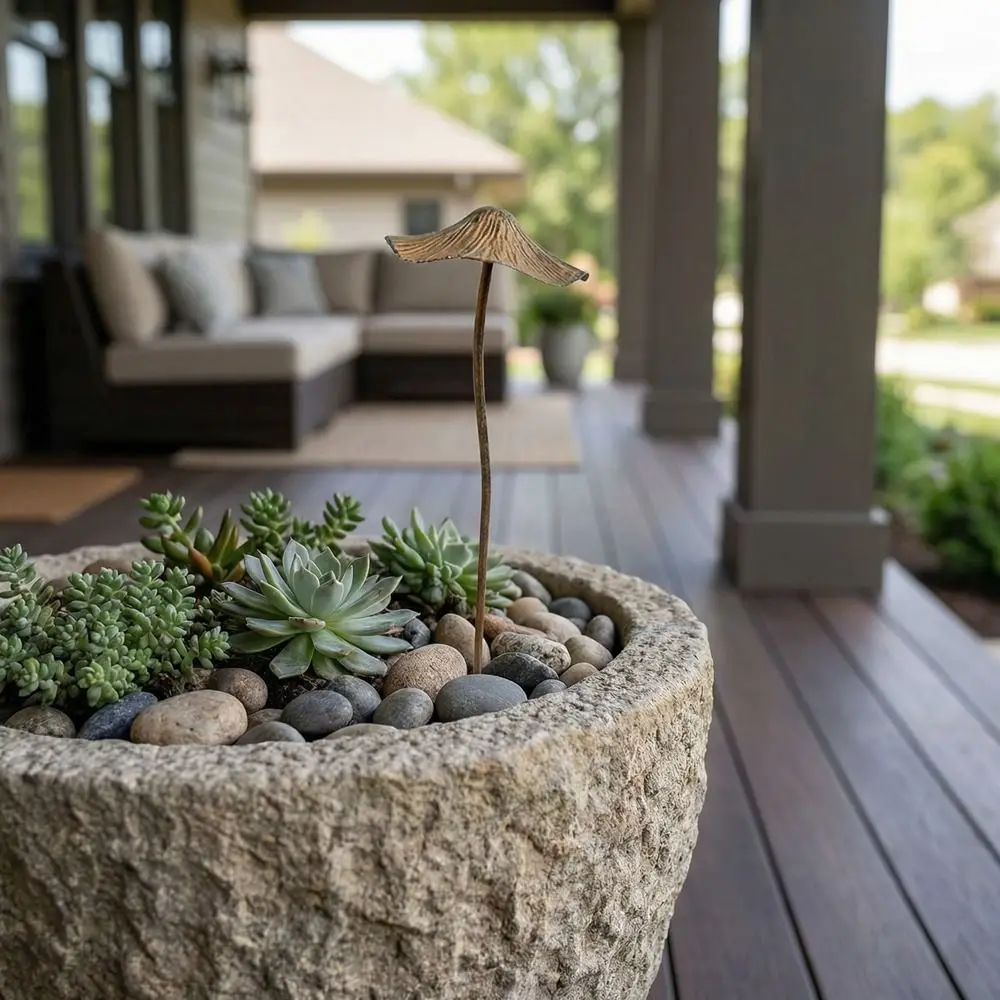 2PCS Retro Style Mushroom Garden Stake Handmade Simulation Mushroom Decoration Waterproof Iron Rusty Mushroom Plaque