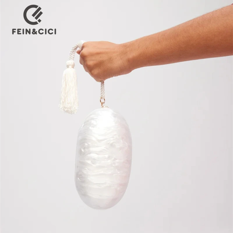 Women Acrylic Box Evening Clutch Bag with tassel For Wedding Party Luxury Purses Designer Handbags High Quality