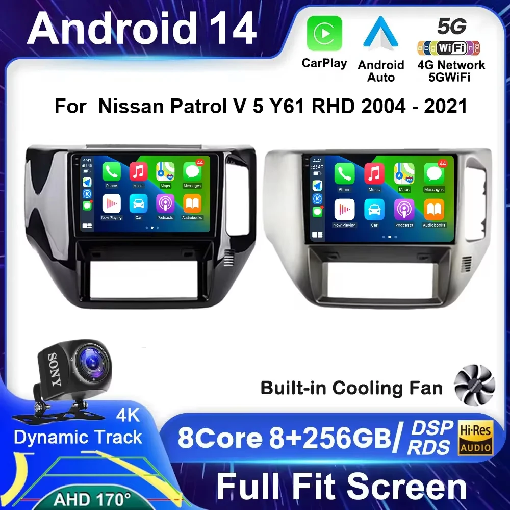 Android 14 For Nissan Patrol V 5 Y61 RHD 2004-2021 Car Radio 4G WIFI BT Video Player DSP Carplay Auto GPS Navigation No 2 Din