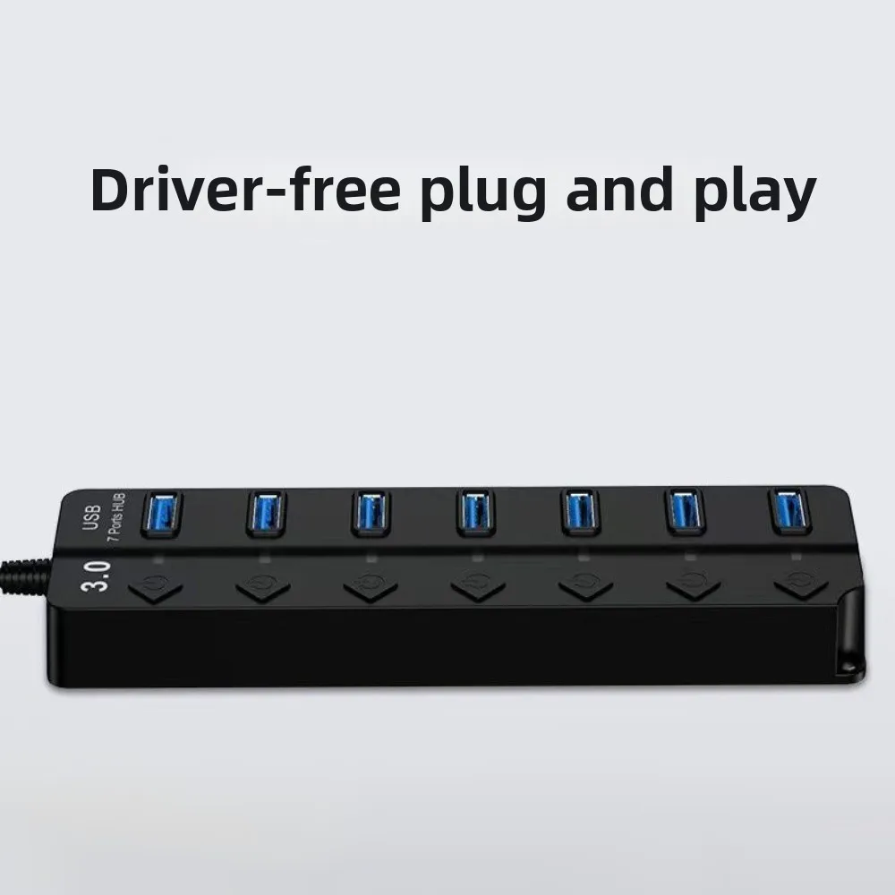 7 in 1 USB 3.0 Hub Independent Switch 7 Ports USB 3.0 Splitter Expansion Dock Multifunctional USB High-speed Extender