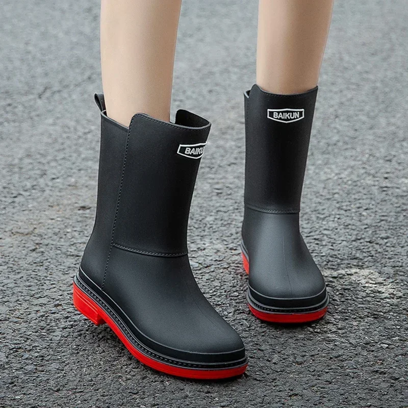 Women's Mid-Calf Rain Boots 2026 New Rubber Shoes Winter Rain Boots Cotton-Padded Warm-Keeping Waterproof Women's Non-Slip Shoes