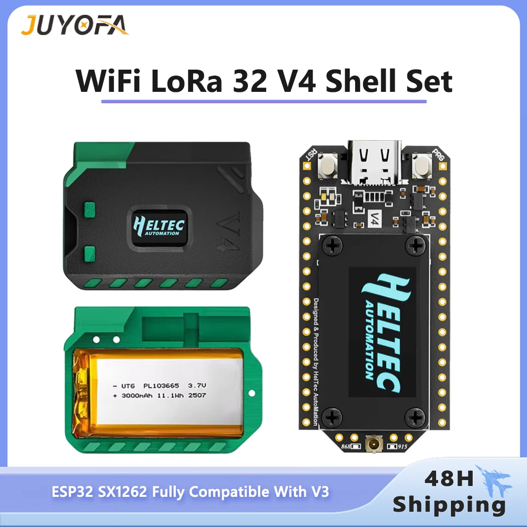 

New Meshtastic LoRa 32 V4 ESP32 SX1262 Dev-Board Shell Set With 3000mAh Battery Soft Antenna Support SolarPowered Low Power