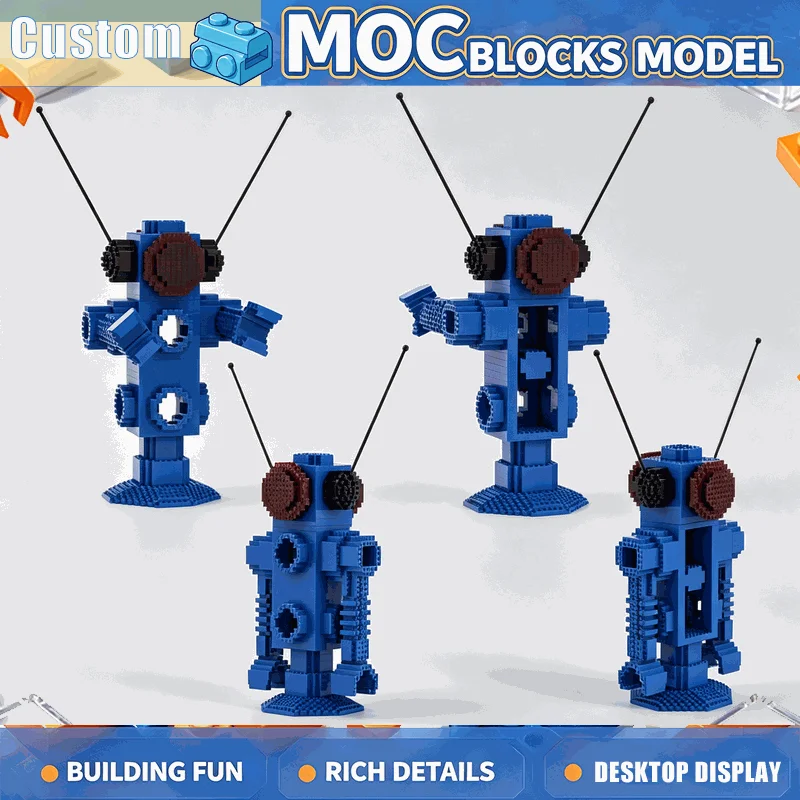 1942PCS Blue Space Robot Building Blocks Retro Science Fiction Figure Model Creative DIY Assembly Toy Display Collection Gifts