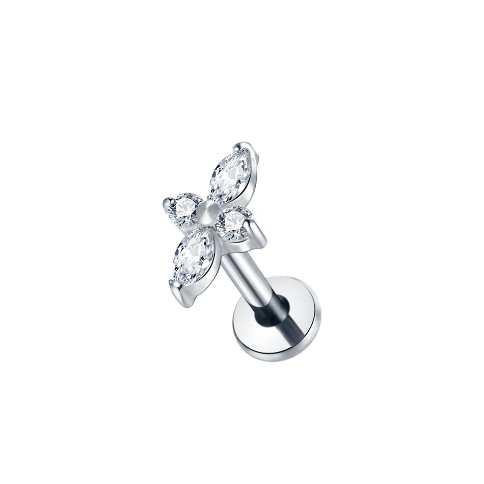 1 Stück G23 Titan Ohr Tragus Knorpel Helix Daith Piercing Ohrstecker für Frauen Innengewinde Labret Piercing Lippenring 16G