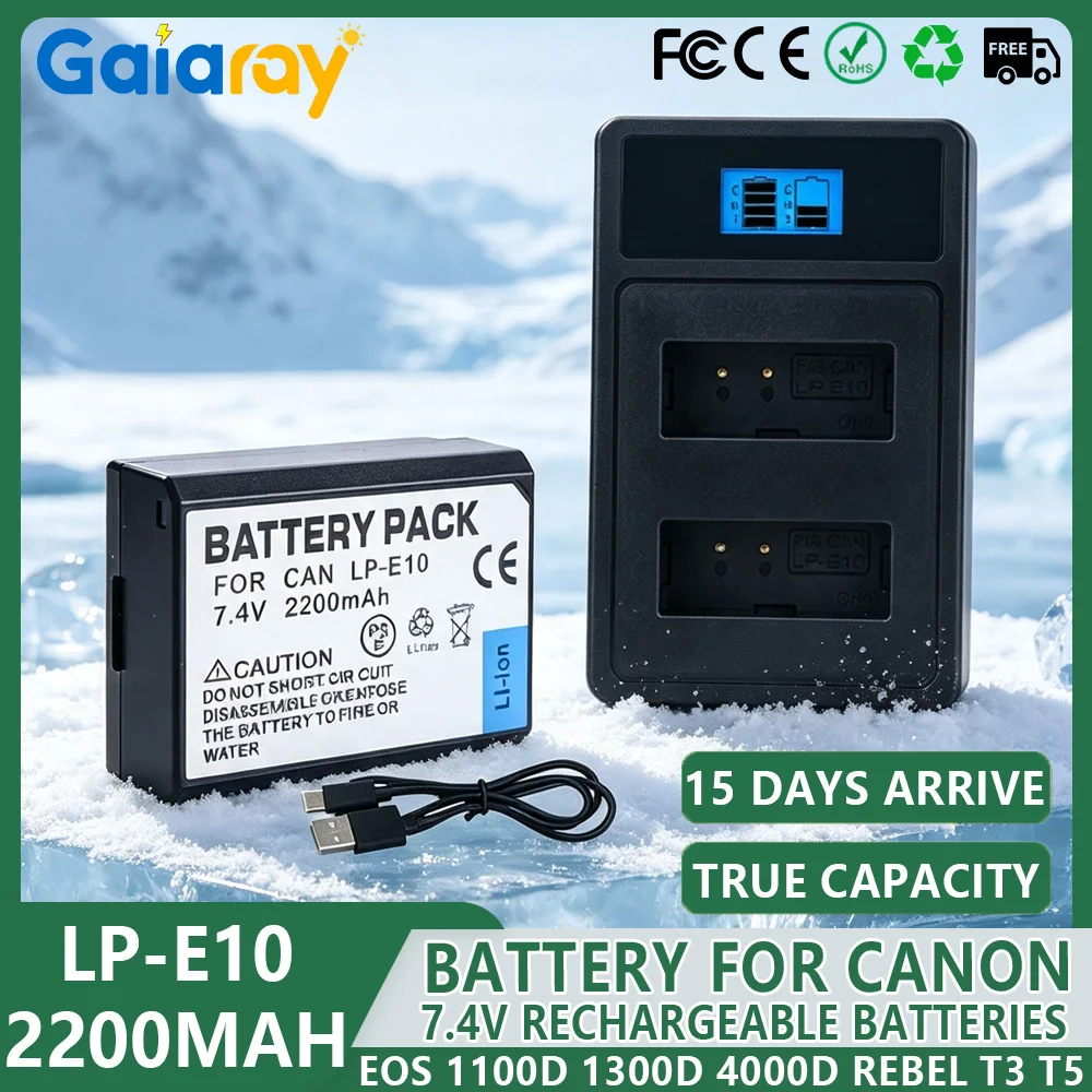 Аккумулятор для цифровой камеры LP-E10 LPE10 LP E10 с двойным USB-зарядным устройством и LCD-дисплеем для Canon EOS 1100D 1200D 2000D 4000D Rebel T3 T6 KISS X50 X70