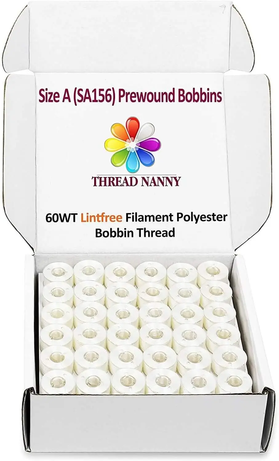 

144Pcs White Prewound Bobbin Thread Plastic Size A (Sa156) Works With Brother Embroidery And Sewing Hine Polyester Thread