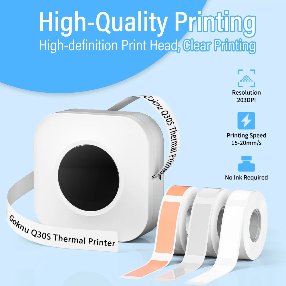 Phomemo Q30 Q30S D30 Smart Portable Label Printer Mini Pocket Thermal Sticker Maker Self-adhesive Label Printer for Office Home