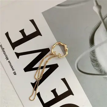 哥德風金銀色字母C耳夾流蘇鏈耳夾假耳環女式耳環韓版時尚夾式飾品 8 最佳銷售 氣袖 - №4