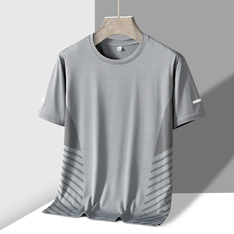 TFETTERS Summer Quick Drying Print Oversized T Shirt Men Like Ice Silk Short Sleeve O-neck Sport Running Tops Tee for Man