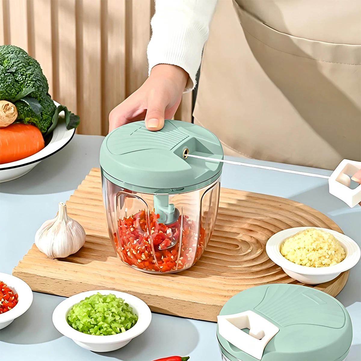 900ML/500mL Portable Manual Ga - Kitchen Gadgets Vegetable Chopper 评论和价格