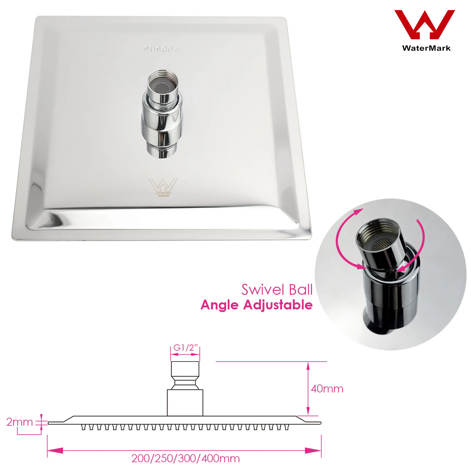 **Sydney Stock** KYLINS Brushed Gold Gun Metal Chrome Black 8-16'' Rain Shower Head Set Ceiling Arm Mixer Taps WELS WATERMARK